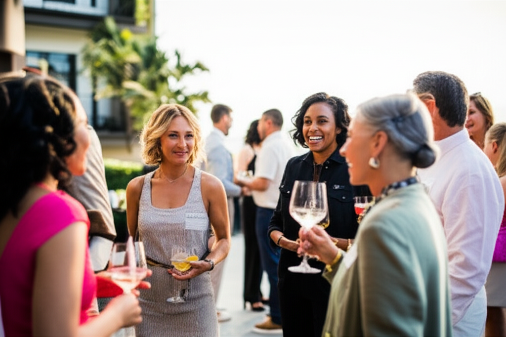 Happy guests enjoying Lifted Spirits' mobile bar